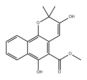 2H-Naphtho[1,2-b]pyran-5-carboxylic acid, 3,6-dihydroxy-2,2-dimethyl-, methyl ester 化学構造式