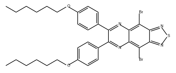 [1,2,5]Thiadiazolo[3,4-g]quinoxaline, 4,9-dibromo-6,7-bis[4-(hexyloxy)phenyl]- Structure