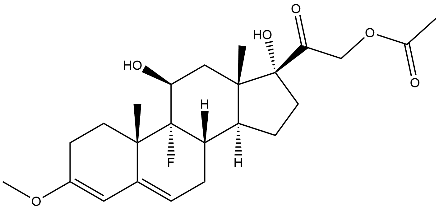 Pregna-3,5-dien-20-one, 21-(acetyloxy)-9-fluoro-11,17-dihydroxy-3-methoxy-, (11β)- (9CI), 1549-40-2, 结构式