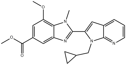 1H-Benzimidazole-5-carboxylic acid, 2-[1-(cyclopropylmethyl)-1H-pyrrolo[2,3-b]pyridin-2-yl]-7-methoxy-1-methyl-, methyl ester Struktur