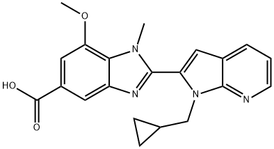 1H-Benzimidazole-5-carboxylic acid, 2-[1-(cyclopropylmethyl)-1H-pyrrolo[2,3-b]pyridin-2-yl]-7-methoxy-1-methyl- Struktur