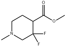 4-Piperidinecarboxylic acid, 3,3-difluoro-1-methyl-, methyl ester 化学構造式