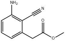 Benzeneacetic acid, 3-amino-2-cyano-, methyl ester 化学構造式