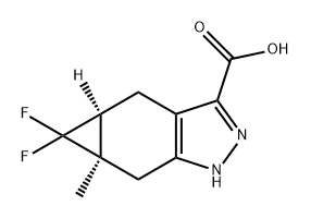 Cycloprop[f]indazole-3-carboxylic acid, 5,5-difluoro-1,4,4a,5,5a,6-hexahydro-5a-methyl-, (4aS,5aR)- Struktur