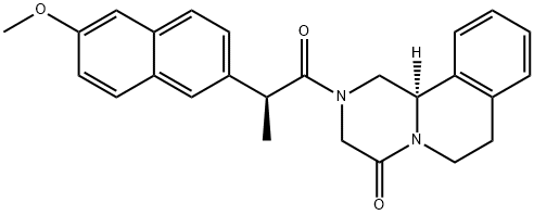 4H-Pyrazino[2,1-a]isoquinolin-4-one, 1,2,3,6,7,11b-hexahydro-2-[(2S)-2-(6-methoxy-2-naphthalenyl)-1-oxopropyl]-, (11bR)- Structure