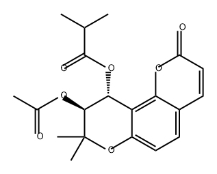 Propanoic acid, 2-methyl-, (9S,10R)-9-(acetyloxy)-9,10-dihydro-8,8-dimethyl-2-oxo-2H,8H-benzo[1,2-b:3,4-b']dipyran-10-yl ester Structure