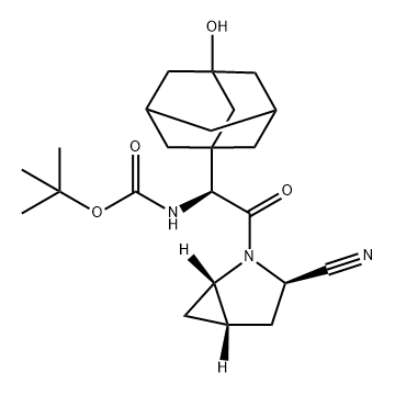 Carbamic acid, N-[(1S)-2-[(1S,3R,5S)-3-cyano-2-azabicyclo[3.1.0]hex-2-yl]-1-(3-hydroxytricyclo[3.3.1.13,7]dec-1-yl)-2-oxoethyl]-, 1,1-dimethylethyl ester 结构式