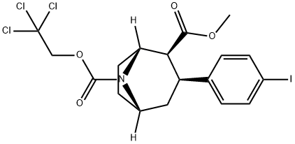 8-Azabicyclo[3.2.1]octane-2,8-dicarboxylic acid, 3-(4-iodophenyl)-, 2-methyl 8-(2,2,2-trichloroethyl) ester, (1R,2S,3S,5S)-,156496-01-4,结构式
