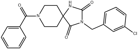 1,3,8-Triazaspiro[4.5]decane-2,4-dione, 8-benzoyl-3-[(3-chlorophenyl)methyl]- Structure