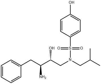 N-((2R,3S)-3-amino-2-hydroxy-4-phenylbutyl)-4-hydroxy-N-isobutylbenzenesulfonamide 化学構造式