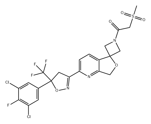 1575831-00-3 Ethanone, 1-[2'-[5-(3,5-dichloro-4-fluorophenyl)-4,5-dihydro-5-(trifluoromethyl)-3-isoxazolyl]spiro[azetidine-3,5'(7'H)-furo[3,4-b]pyridin]-1-yl]-2-(methylsulfonyl)-