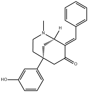 2-Azabicyclo[3.3.1]nonan-7-one, 5-(3-hydroxyphenyl)-2-methyl-8-(phenylmethylene)-, (1R,5R,8E)- Structure