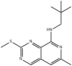 Pyrido[3,4-d]pyrimidin-8-amine, N-(2,2-dimethylpropyl)-6-methyl-2-(methylthio)- 化学構造式