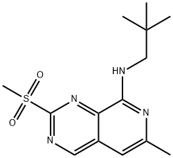 Pyrido[3,4-d]pyrimidin-8-amine, N-(2,2-dimethylpropyl)-6-methyl-2-(methylsulfonyl)- 化学構造式