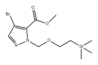 1H-Pyrazole-5-carboxylic acid, 4-bromo-1-[[2-(trimethylsilyl)ethoxy]methyl]-, methyl ester Struktur