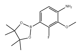 3-氟-2-甲氧基-4-(4,4,5,5-四甲基-1,3,2-二氧硼杂环戊烷-2-基)苯胺 结构式