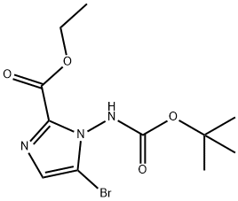 1H-Imidazole-2-carboxylic acid, 5-bromo-1-[[(1,1-dimethylethoxy)carbonyl]amino]-, ethyl ester Structure