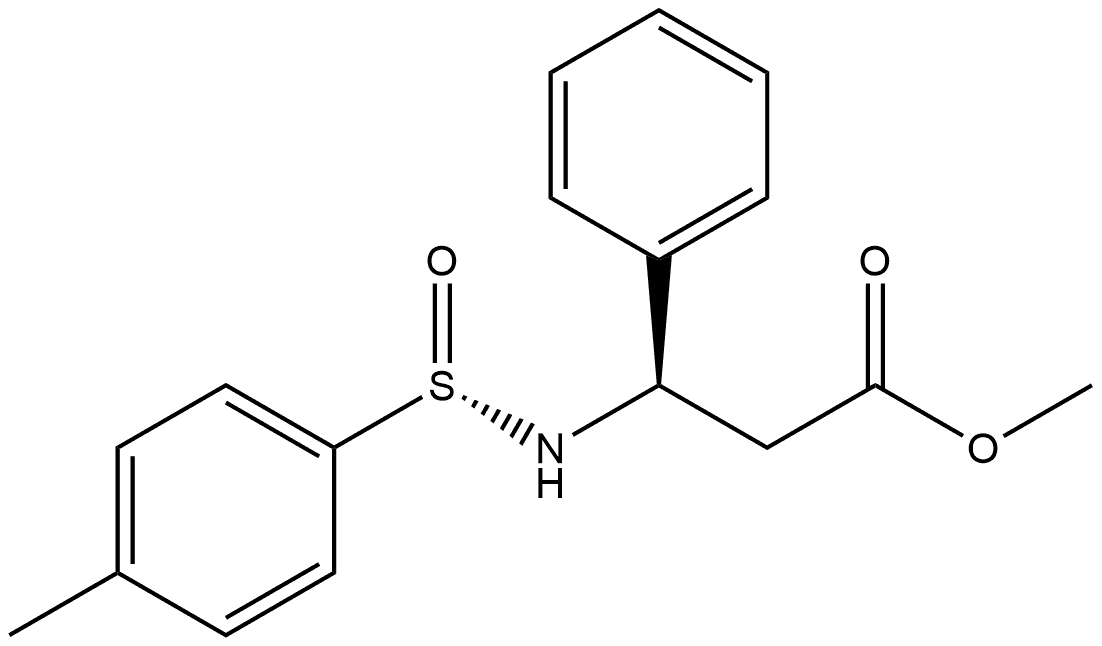 Benzenepropanoic acid, β-[[(S)-(4-methylphenyl)sulfinyl]amino]-, methyl ester, (βR)- 化学構造式