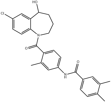 Benzamide, N-[4-[(7-chloro-2,3,4,5-tetrahydro-5-hydroxy-1H-1-benzazepin-1-yl)carbonyl]-3-methylphenyl]-3,4-dimethyl- 化学構造式