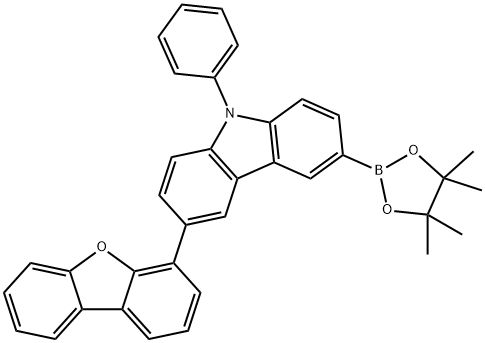 3-(4-Dibenzofuranyl)-9-phenyl-6-(4,4,5,5-tetramethyl-1,3,2-dioxaborolan-2-yl)-9H-carbazole,1582801-76-0,结构式