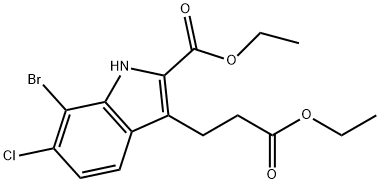 1H-Indole-3-propanoic acid, 7-bromo-6-chloro-2-(ethoxycarbonyl)-, ethyl ester Struktur