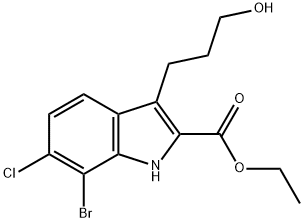 1H-吲哚-2-羧酸,7-溴-6-氯-3-(3-羟丙基)-乙酯,1585224-81-2,结构式