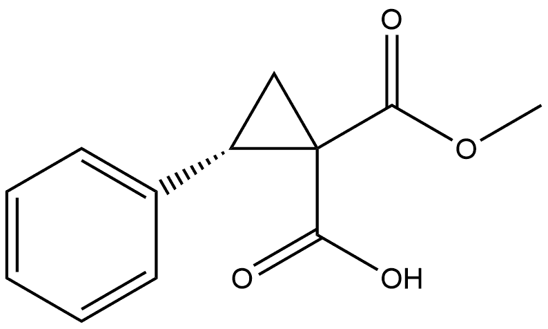 1,1-Cyclopropanedicarboxylic acid, 2-phenyl-, 1-methyl ester, (1S,2S)- Structure