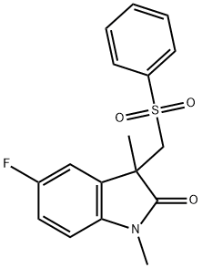 5-氟-1,3-二甲基-3-((苯磺酰基)甲基)吲哚啉-2-酮 结构式