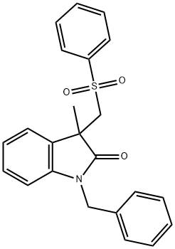 2H-Indol-2-one, 1,3-dihydro-3-methyl-1-(phenylmethyl)-3-[(phenylsulfonyl)methyl]- Structure