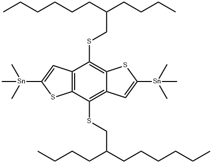 (4,8-bis((2-butyloctyl)thio)benzo[1,2-b:4,5-b']dithiophene-2,6-diyl)bis(trimethylstannane) Struktur