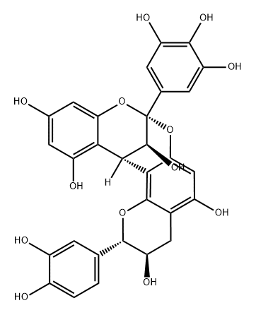 8,14-Methano-2H,14H-1-benzopyrano[7,8-d][1,3]benzodioxocin-3,5,11,13,15-pentol, 2-(3,4-dihydroxyphenyl)-3,4-dihydro-8-(3,4,5-trihydroxyphenyl)-, (2S,3R,8R,14S,15S)- Structure
