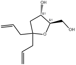 (2R,3S)-Tetrahydro-3-hydroxy-5,5-di-2-propen-1-yl-2-furanmethanol Struktur