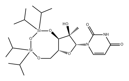 Uridine, 2'-C-methyl-3',5'-O-[1,1,3,3-tetrakis(1-methylethyl)-1,3-disiloxanediyl]- Structure
