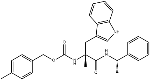 Carbamic acid, N-[(1R)-1-(1H-indol-3-ylmethyl)-1-methyl-2-oxo-2-[[(1S)-1-phenylethyl]amino]ethyl]-, (4-methylphenyl)methyl ester 结构式