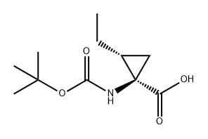 Cyclopropanecarboxylic acid, 1-[[(1,1-dimethylethoxy)carbonyl]amino]-2-ethyl-, (1R,2R)- Structure