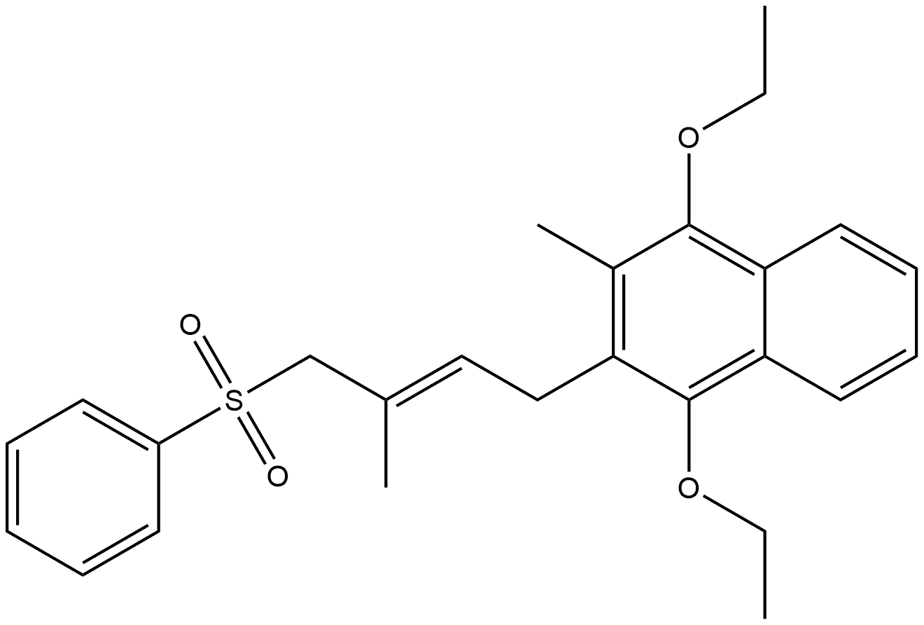 (1,4-diethoxy-2-methyl-3-[(2E)-3-methyl-4-(phenylsulfonyl)-2-buten- 1-yl]- naphthalene),1597486-65-1,结构式