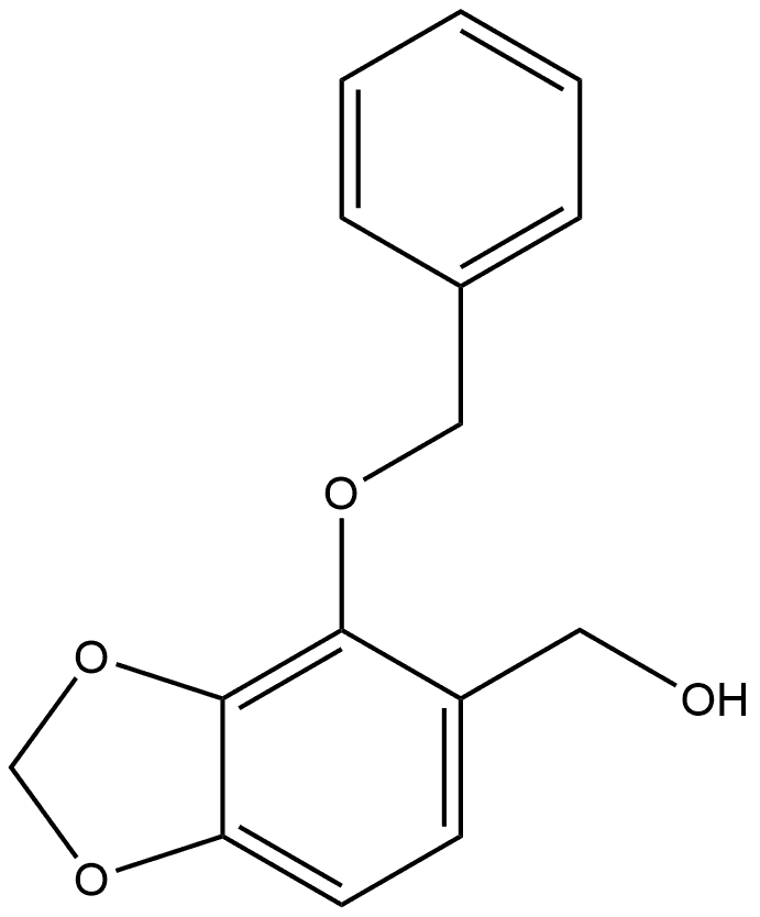 (4-(Benzyloxy)benzo[d][1,3]dioxol-5-yl)methanol 化学構造式
