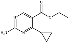 5-Pyrimidinecarboxylic acid, 2-amino-4-cyclopropyl-, ethyl ester 化学構造式