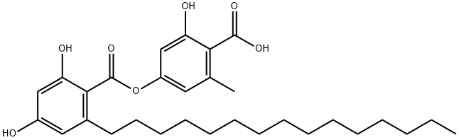 Benzoic acid, 2,4-dihydroxy-6-pentadecyl-, 4-carboxy-3-hydroxy-5-methylphenyl ester 化学構造式