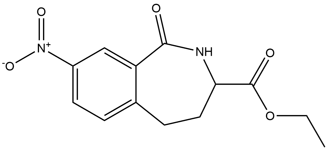 (+/-)-3-ethoxycarbonyl-8-nitro-2,3,4,5-tetrahydro-1H-2-benzazepin-1-one Structure