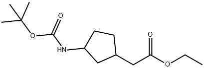 Cyclopentaneacetic acid, 3-[[(1,1-dimethylethoxy)carbonyl]amino]-, ethyl ester Structure