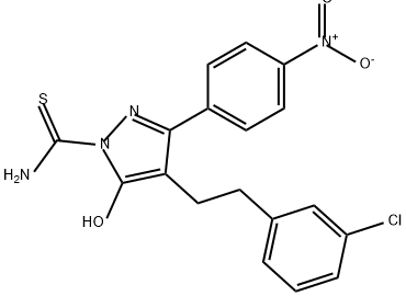 4-[2-(3-chlorophenyl)ethyl]-5-hydroxy-3-(4-nitroph
enyl)-1H-pyrazole-1-carbothioamide,1609571-22-3,结构式