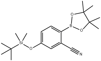 5-((叔丁基二甲基甲硅烷基)氧基)-2-(4,4,5,5-四甲基-1,3,2-二氧硼杂环戊烷-2-基)苄腈,1609581-14-7,结构式