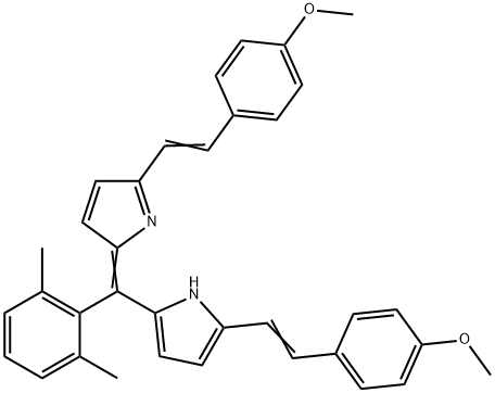 1H-Pyrrole, 2-[(2,6-dimethylphenyl)[5-[2-(4-methoxyphenyl)ethenyl]-2H-pyrrol-2-ylidene]methyl]-5-[2-(4-methoxyphenyl)ethenyl]-,1610028-68-6,结构式