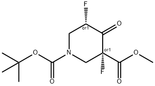 REL-1-(叔丁基)3-甲基(3R,5S)-3,5-二氟-4-氧代哌啶-1,3-二羧酸盐, 1612176-83-6, 结构式