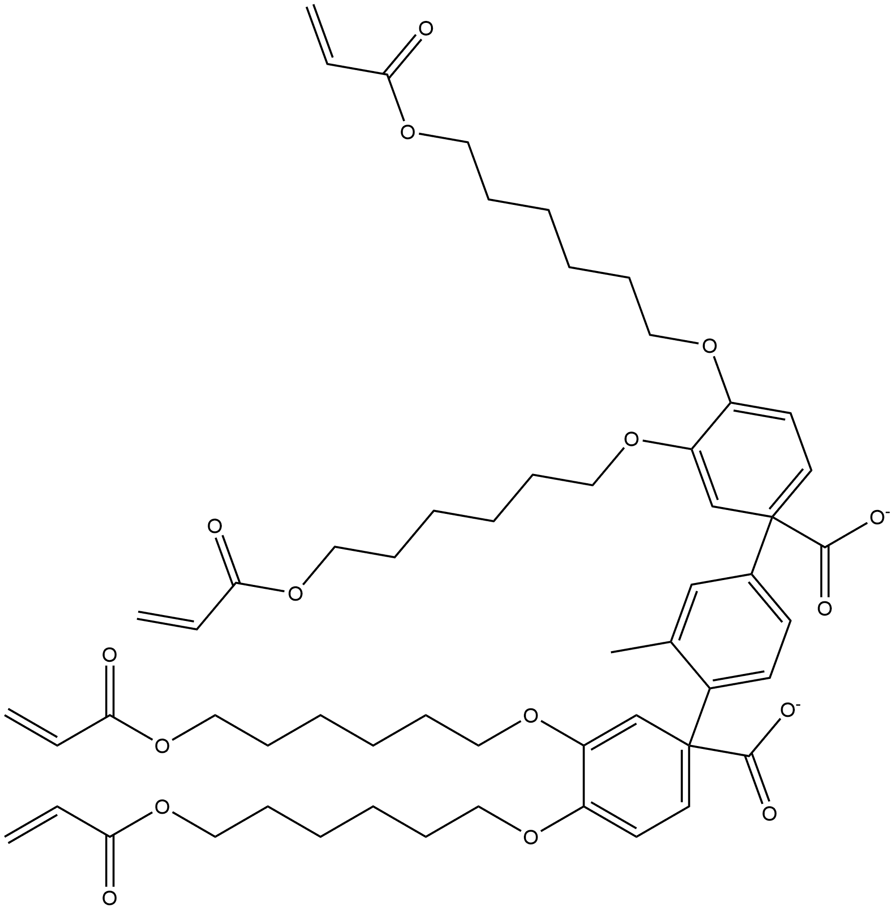 1,1′-(2-Methyl-1,4-phenylene) bis[3,4-bis[[6-[(1-oxo-2-propen-1-yl)oxy]hexyl]oxy]benzoate] 化学構造式