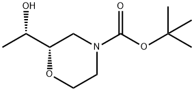 4-Morpholinecarboxylic acid, 2-[(1S)-1-hydroxyethyl]-, 1,1-dimethylethyl ester, (2S)- 化学構造式