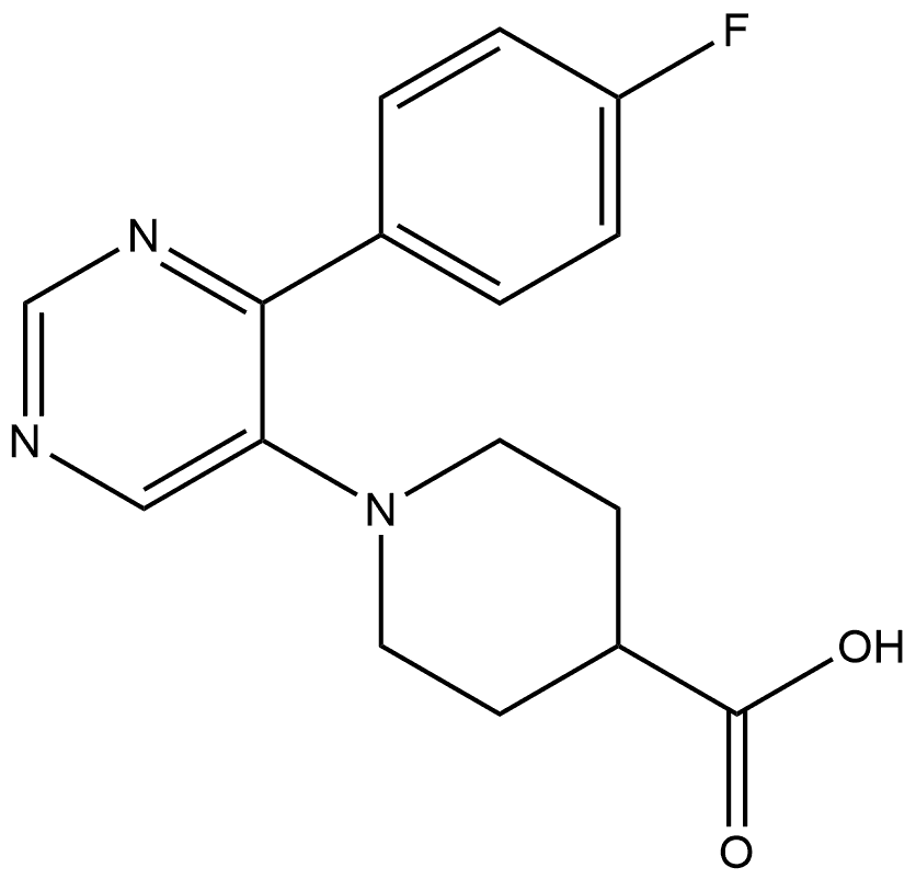 1-(4-(4-fluorophenyl)pyrimidin-5-yl)piperidine-4-carboxylic acid Struktur