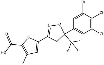 2-Thiophenecarboxylic acid, 5-[4,5-dihydro-5-(3,4,5-trichlorophenyl)-5-(trifluoromethyl)-3-isoxazolyl]-3-methyl- Structure