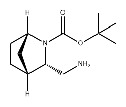 2-Azabicyclo[2.2.1]heptane-2-carboxylic acid, 3-(aminomethyl)-, 1,1-dimethylethyl ester, (1S,3S,4R)- Struktur